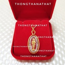 Phra Sivali Thai Buddha Amulet Pendant Wealth Fortune Gold Plated Rhinestone picture
