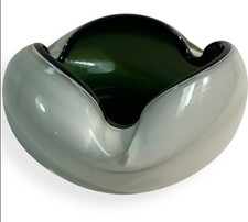 Vintage Murano Sommerso  Italy 1950s- 1956s Small Glass Bowl/Ashtray Green/White picture