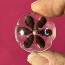 Vintage Lucite Button Domed REVERSE Carved  Unusual Design picture