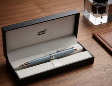 Beautiful Montblanc Roller Pen Blue Ink Luxury Designer Clip Writing Instrument picture