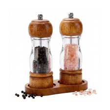 Salt and Pepper Grinder Set Wood and Acrylic - 6.3 Inch Oak Pepper Mill with ... picture