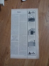 1955 ARVIN RADIO CLOCK TABLE MODEL COLUMBUS MUSIC ALARM PORTABLE SPORT AD picture