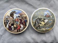 Two prattware pot lids bears at school & bearpit picture