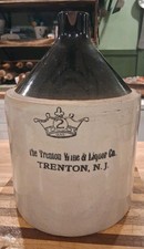 Antique The Trenton Wine & Liquor Co.Trenton ,NJ Stoneware Jug- 2 Gal. 2 Chips picture