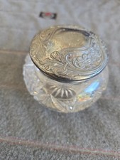 Antique Cut Crystal Vanity Jar with Lid. picture