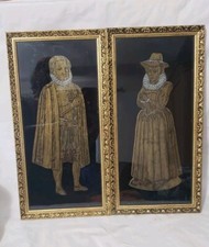Antique Brass Rubbings18x9 Leonard & Elizabeth Fearringtons Suffolk England 1611 picture