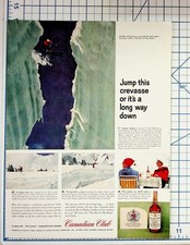 Vintage Canadian Club Whisky Ad Skiing Crevasse Valle Blanche France Ephemera picture