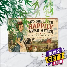 Happily Ever After Farm Girl Slogan Metal Sign Rustic Country Wall Decor picture