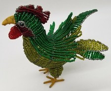 Beadworx by Grassroots NWT Rooster Chicken Handcrafted Beaded Wire Figurine picture