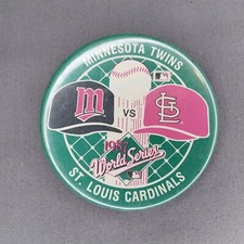 1987 World Series Cardinals Minnesota MN Twins MLB Button Pinback 3.5