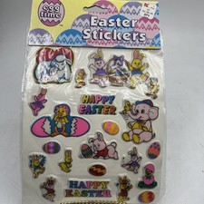 Vintage Easter Puffy Stickers Bunny Rabbits Chicks Eggs Egg Time Elephant NIP picture