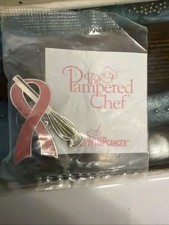 Pampered Chef Help Whip Cancer Pink Ribbon Whisk Lapel Pin NIP New picture
