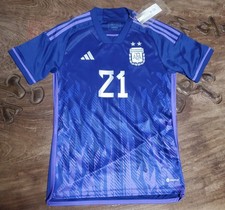 Argentina 2022 WC Dybala Away Soccer Jersey SLIM FIT Adidas Tags FIFA World Cup picture