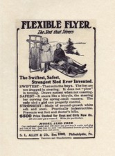 AD FLEXIBLE FLYER Wood SNOW SLED Vtg 1906 Antique 5 x 7