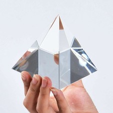 60MM Clear Crystal Pyramid Figurine Glass Paperweight Fengshui Home Decor picture