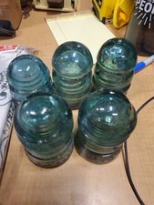 2× Vintage Hemingray No. 12 Glass Insulator + 3× UnNamed Insulators picture