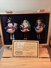 Thomas Pacconi Museum Series Christmas Ornaments Set Of 3 Wood Box Certificate picture