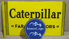 Caterpillar Farm Tractors Porcelain Enamel Sign 18 x 10 Inches 2 Sides picture