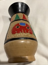 Vintage Mexican Pottery Vase: Handmade Terra Cotta Carved Animal picture