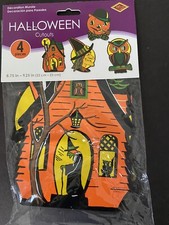 VINTAGE HALLOWEEN RETRO BEISTLE 4 CT CUTOUTS 8.75