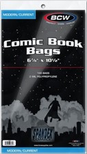 100 - BCW Current Modern 2-Mil Polypropylene Comic Bags 6 ⅞” X 10 ½” Acid Free picture