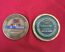 Lot of 2 Korean War Veteran Challenge Coins – Forgotten War / Forever Proud picture