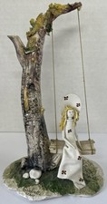 Ceramic Girl On A Swing Made In Italy Signed W. Cabrelli  picture