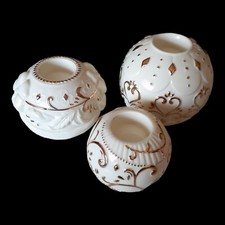 3 Vtg Japan Ceramic Ornament Ball Votive Candle Holders All That Glitter picture