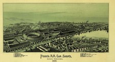 Pennsylvania Railroad Car Shops, Altoona PA in 1895 11 x 14 Photo picture