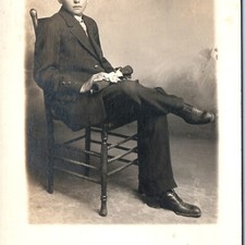 c1910s Dapper Young Man RPPC Antique Postcard Studio Portrait Diploma Graduate picture