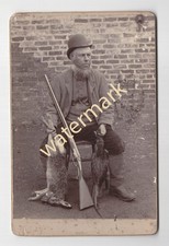 Hunter with shotgun and game, Cabinet photo picture