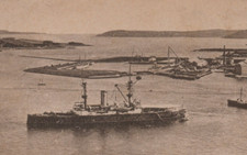 Harbour Queenstown Valentine Dublin Warships Boats Star Fort Scotland Postcard picture