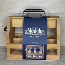 Modelo Promotional Wooden Beer Carrier 6 Pack Glass Caddy with Bottle Opener. picture