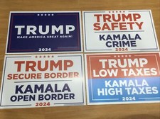 4 Trump 2024 MAGA Low Taxes Secure Border Safety Yard Signs with 8 Metal Stakes picture