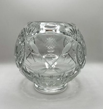 Rovelli Italian Etched Crystal Rose Bowl Pedestal Cut Glass Hollywood Regency picture