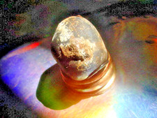 Prayer Jinn Healing Stone w Blak Hat Lama Dragon Dzambhala Jambhala Mt. Kailash picture