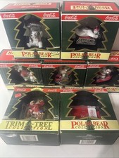 Vintage Lot 7 Coca Cola 1994,95,96 Polar Bear Collection Christmas Ornament picture