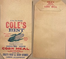 Vintage 1950s Cole's Feed & Seed Stores “Cole's Best” Corn Meal Bag - 