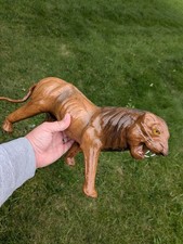 VINTAGE LEATHER WRAPPED LION FIGURE ANIMAL picture