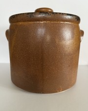 McCoy Pottery Bean Pot Cookie Jar Canister 1420L Lid Vintage USA Brown Vintage picture