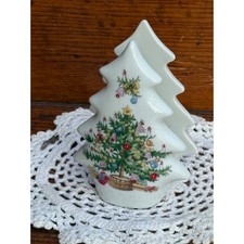 Vintage Lefton China Christmas Tree Napkin Holder Hand Painted Japan 1202 White picture