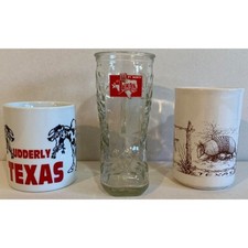 Udderly Texas / Billy Bob's Ft. Worth Boot / Polly's Paint Box Armadillo Mugs picture