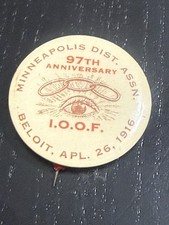 1916 IOOF Minneapolis MN 97th Anniv. Oddfellows Old Vintage Celluloid Pin Button picture