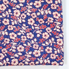 Vintage Feedsack Fabric Old Floursack 1940s Blue Red White Flowers 14x30 picture