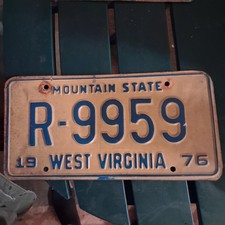 1976 Wva Liscense Plate R-9959 picture