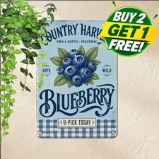 Blueberry Farm Vintage Rustic Typography Poster Kitchen Metal Tin Sign Plaque picture