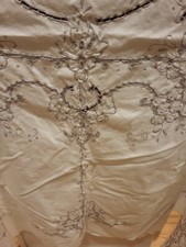 Vtg Madiera Embroidered Cut Work Tablecloth Approx 93