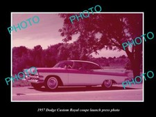 OLD POSTCARD SIZE PHOTO OF 1957 DODGE CUSTOM ROYAL LAUNCH PRESS PHOTO 1 picture