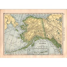 Vintage Map of Alaska and United States 1910 Map SL1 picture