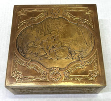 Antique July 1910 Engraved Cuban Brass Jewelry Box Hierro y Cia Habana picture